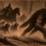 Illustration de la légende de la chasse maudite du seigneur de Balleure et du chien Garelaut (Saône-et-Loire)