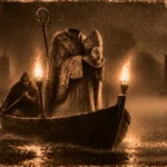 Illustration de la légende de saint Gohard, l'évêque décapité par les Vikings à Nantes en 843