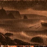 Illustration de la légende du Bag Noz, la barque des morts du cap Sizun, en baie d'Audierne (Finistère)