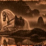 Illustration de la légende du Cheval Mallet, la monture maudite du Bernard (Vendée)