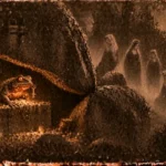 Illustration de la légende du trésor du Nonnenberg et de la roche branlante, à Abreschviller (Moselle)