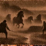 Illustration de la légende du Carrefour à Chevaux et de ses garous, à Barfleur (Manche)