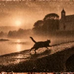 Illustration de la légende de saint Cado, du pont du diable et du chat, à Belz (Morbihan)