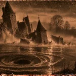 Illustration de la légende de la Fontaine hideuse et du château du diable, à Beuvry (Pas-de-Calais)