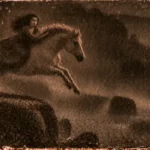 Illustration de la légende du cheval Gauvin, noyeur de la Loue, à Chamblay (Jura)