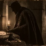 Illustration de la légende du seigneur qui pactisa avec le diable, à Dourdain (Ille-et-Vilaine)